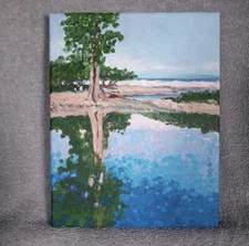 Keaukaha Mullet Pond 8” x 10” Acrylic Signed by Mike Bryant