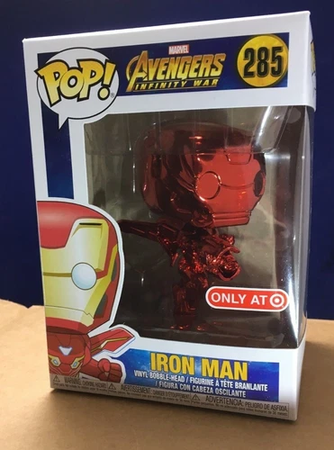 New Funko POP Avengers Infinity War Iron Man Red Chrome #285 Target Nonmint Box