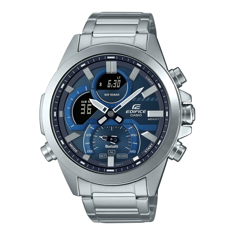 CASIO EDIFICE ECB 30D 2ADF BLUE STAINLESS STEEL MEN WATCH