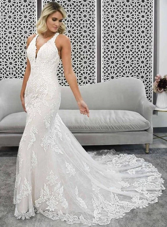 Stella York 7261 Ivory Lace wedding dress in size 12