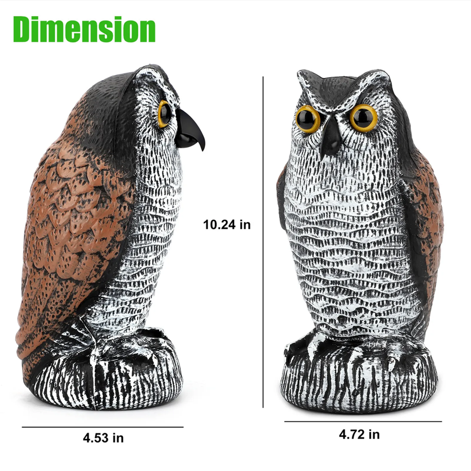 Owl Decoy Statue Protect Garden Yard Scare Birds Away Pigeon Repellent