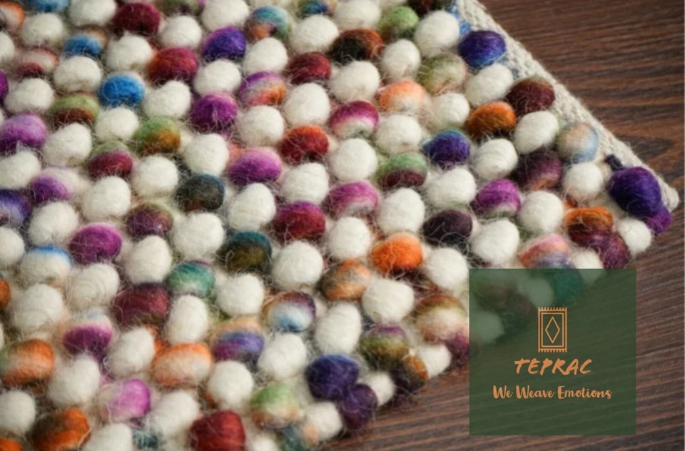 Цветной ручной работы коренастый мульти смесь валяный шерсти ковер Funky декор ковер - Изображение 3 из 4