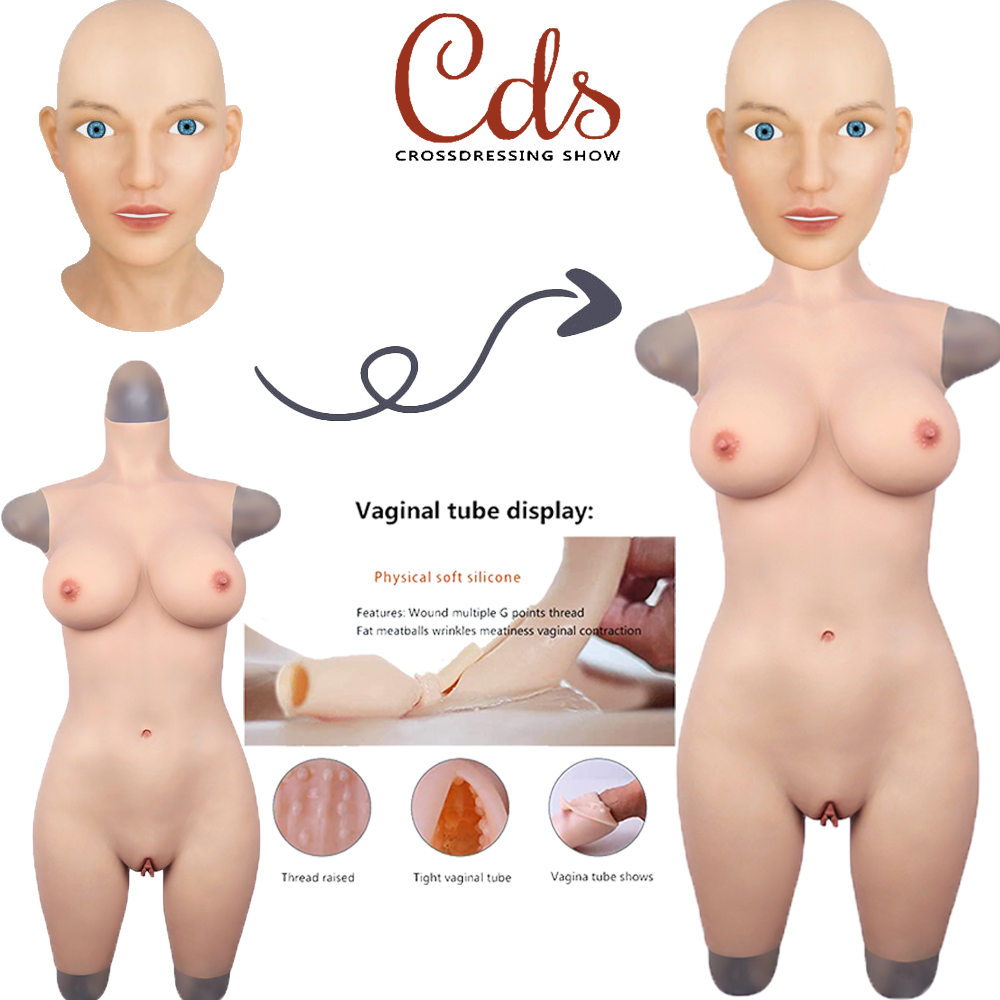 Silicone Bodysuit Breast Forms With Silicone Female Full Mask For Crossdresser-image
