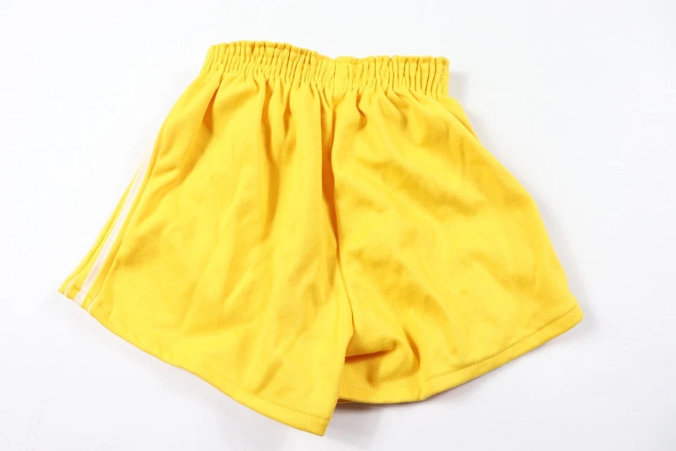 NOS Vintage 70s Youth Large Striped Running Gym Soccer Shorts Yellow White USA - Image 4 of 4