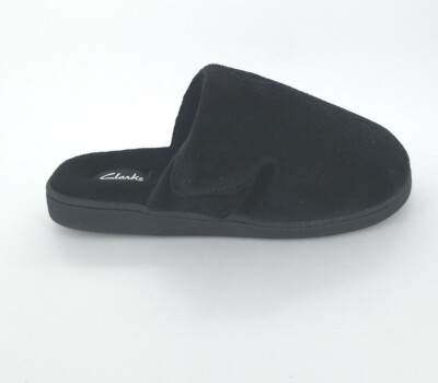 1059 Clarks Womens Open Back Soft Terry Mule Slippers Black Size