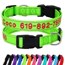Personalized Dog Collar Reflective Nylon Embroidered Custom Name Phone Number ID
