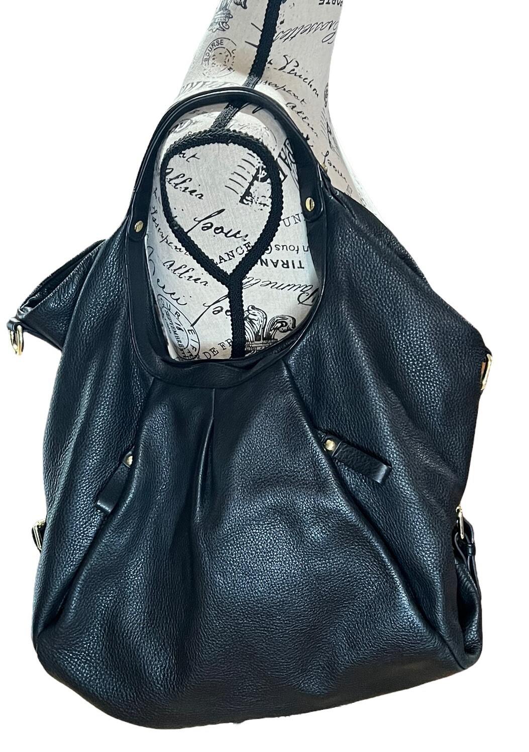 Vince Camuto Black Leather Bag Gold Hardware *See Description* Preowned