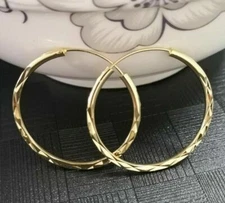 Womens Gold Filled Elegant 40mm Round Hoop Endless Earrings #E369A