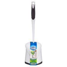 Hideaway Toilet Cleaning Brush and Holder Set with Stand Base