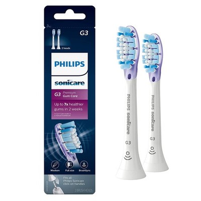 2 Pack Philips Sonicare G3 Premium Gum Care Toothbrush Head, HX9052/65, White