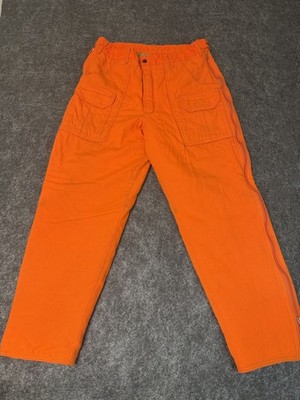 VTG SAF T BAK Mens Insulated Hunting Pants 36x30 Blaze Orange Full Leg Zip