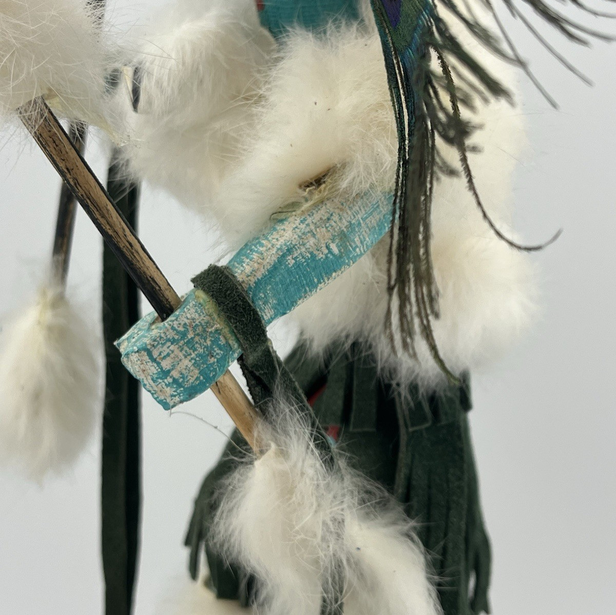 Ram (“Pang”) Kachina Doll with Peacock Feathers – Navajo Indian-made – 13½” tall