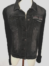 DESIGUAL BLACK  DENIM JEANS JACKET/OVERSHIRT POCKETS COTTON BLEND EU 42