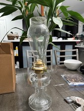 Vintage 1980’s Lamplight Austria Oil Lamp Clear Glass Hobnail Beautiful 16.5 