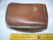 Vintage Kodak Camera Brown Leather Pouch Case Tote Padded w/ Zipper Photography