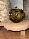 Blenko Glass Jack-O-Lantern pumpkin featuring applied glass facial features 2003