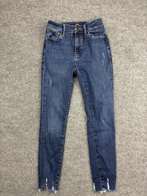 Mavi Skinny Jeans Womens 25x27 Blue Mid Rise Distressed Raw Hem Stretch Denim