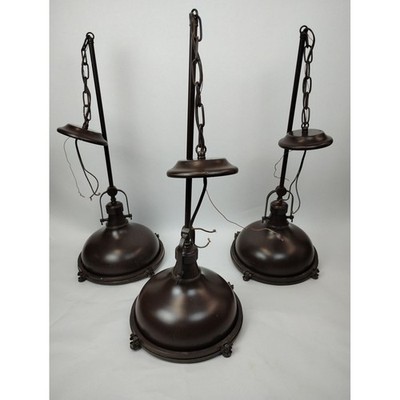 3 Progress Lighting Industrial Bronze Pendants Fresnel Lens 5188-107 Nautical