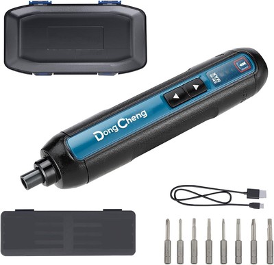 DongCheng 4V Cordless Electric Screwdriver, 2000mAh Battery Powered Rechargea...