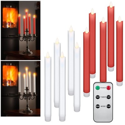 5er Set LED Stab-Kerzen mit Fernbedienung TIMER bewegliche Flamme Echt-Wachs