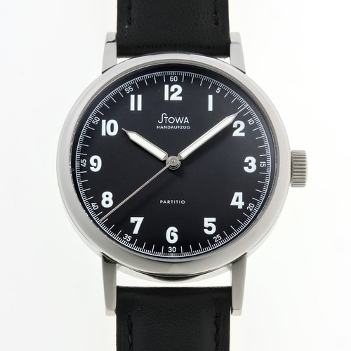 STOWA Partitio Hand-Wound Japanese-Made Black Dial Stainless Steel Watch #QY72TO