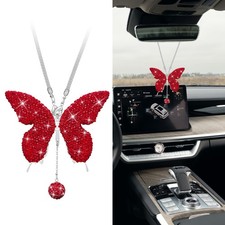 Bling Butterfly Diamond Car Accessories, Car Mirror Hanging Accessories, Crys...