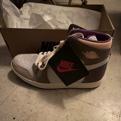 Nike Air Jordan 1 High Top Purple Beige White Colorblock Sneakers New with Box