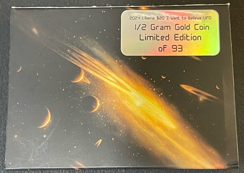 2024 1/2g Gold Liberia $20 I Want to Believe UFO Gold Bar NGC PF 70 Galaxy Label - Picture 8 of 8