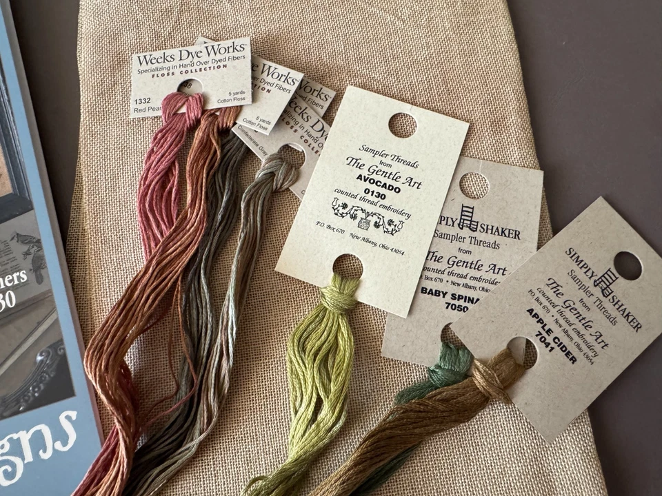 Blackbird Designs RITES of SPRING Loose Feathers Pattern 30 Kit Linen, Threads - Image 2 of 4