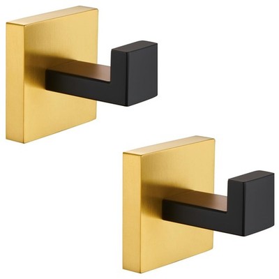 Towel Hook Black & Gold 2 Pack, 304 Stainless Steel Coat Hook, Robe Hook Bath...