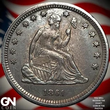1861 P Seated Liberty Quarter Z7586
