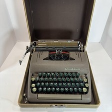 Smith Corona Silent Typewriter 5S Portable W/ Case Green Keys 1950’s USA Vintage thumbnail