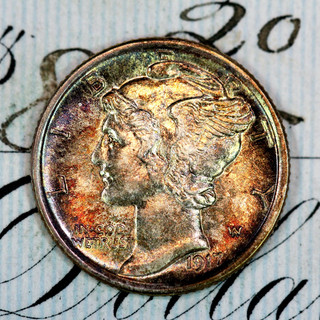 1917 D SUPERB GEM BU MS MERCURY SILVER DIME FROM ORIGINAL COLLECTION