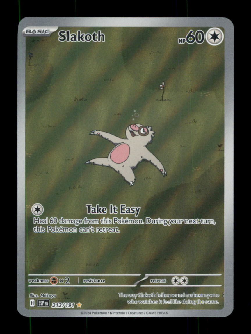 Slakoth Illustration Rare Holo SV08: Surging Sparks 212/191 NM