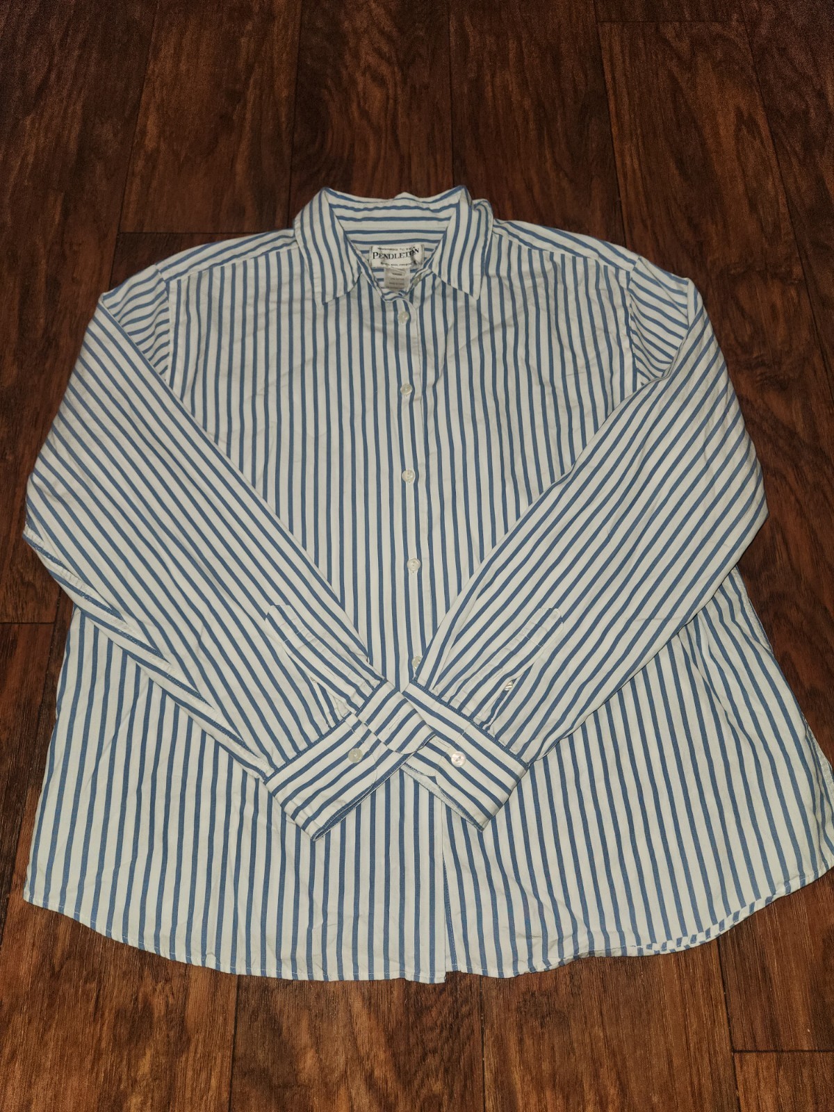 Pendleton Womans Blue White Stripped Button Down … - image 1