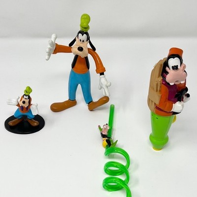 Disney Goofy Figure Lot Spiral Straw Hiker Figurine 4pc Set Disney Collectibles