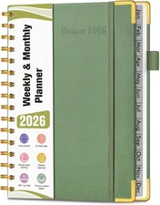 2026 Planner, Hardcover Leather Weekly and Monthly Planner, January 2026 - Decem