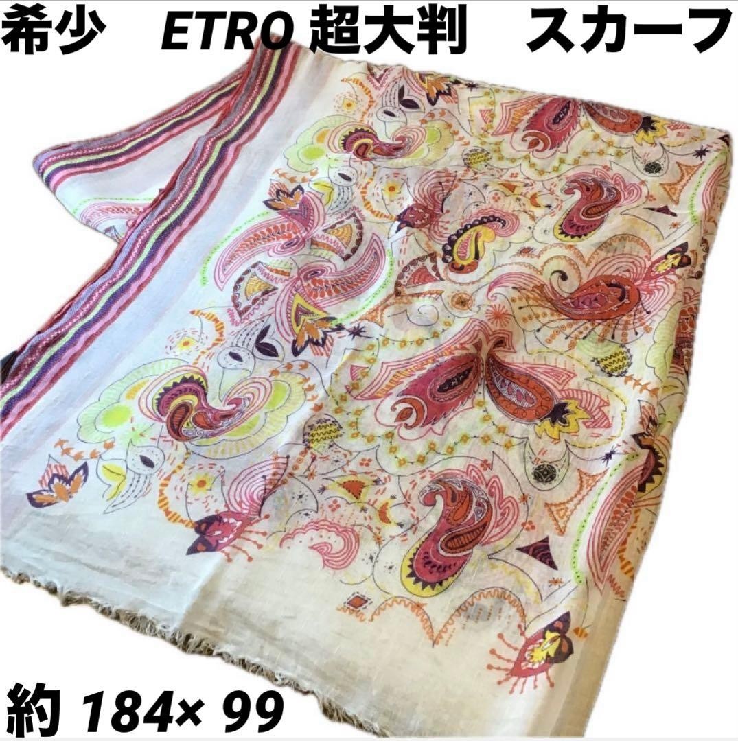 Etro Scarf Stole Extra Large Paisley Pattern With Fringe Vhtf Women Rare Luxury