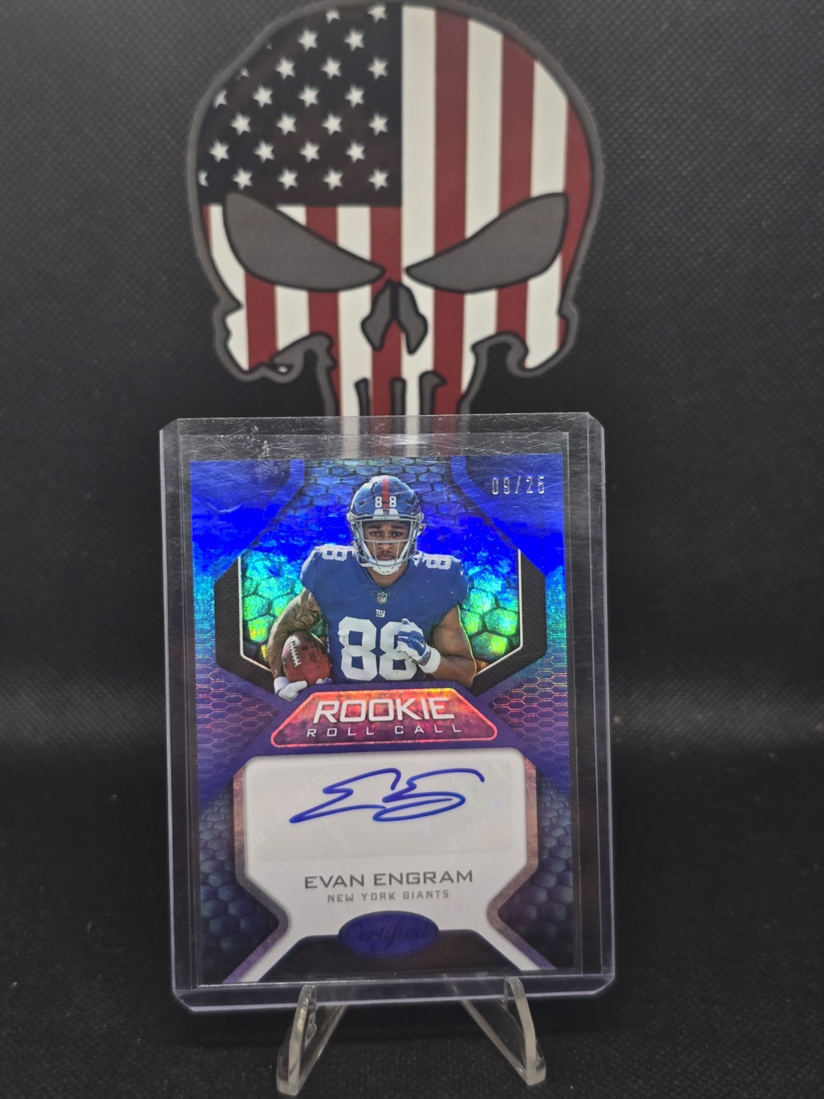Evan Engram Panini Certified Rookie Roll Call Signatures #18 Mirror Blue