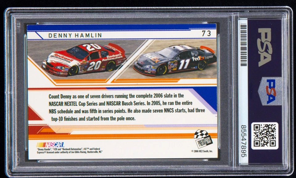 Denny Hamlin Signed 2006 Press Pass Stealth Card #73 (PSA) NASCAR Racing Auto - Image 2 of 2
