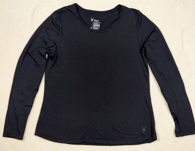 Ibex 100% Merino Wool Long Sleeve Base Layer Top Black Women s L Next to Skin