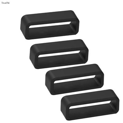 Silikon Uhrenarmband 22mm Schwarz Schlaufenring Halter Set 4 Stück