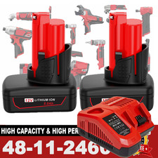 1/2Pack 8.0Ah Battery For Milwaukee for M12 LITHIUM Extended Capacity 48-11-2460