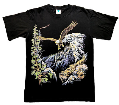 VTG 1995 Gardner Black Sz L EAGLE Graphic T-Shirt 90s NATURE EUC