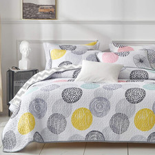 3 Piece Reversible Quilt Set Queen Size 90X90 Soft Microfiber Lightweight Coverl