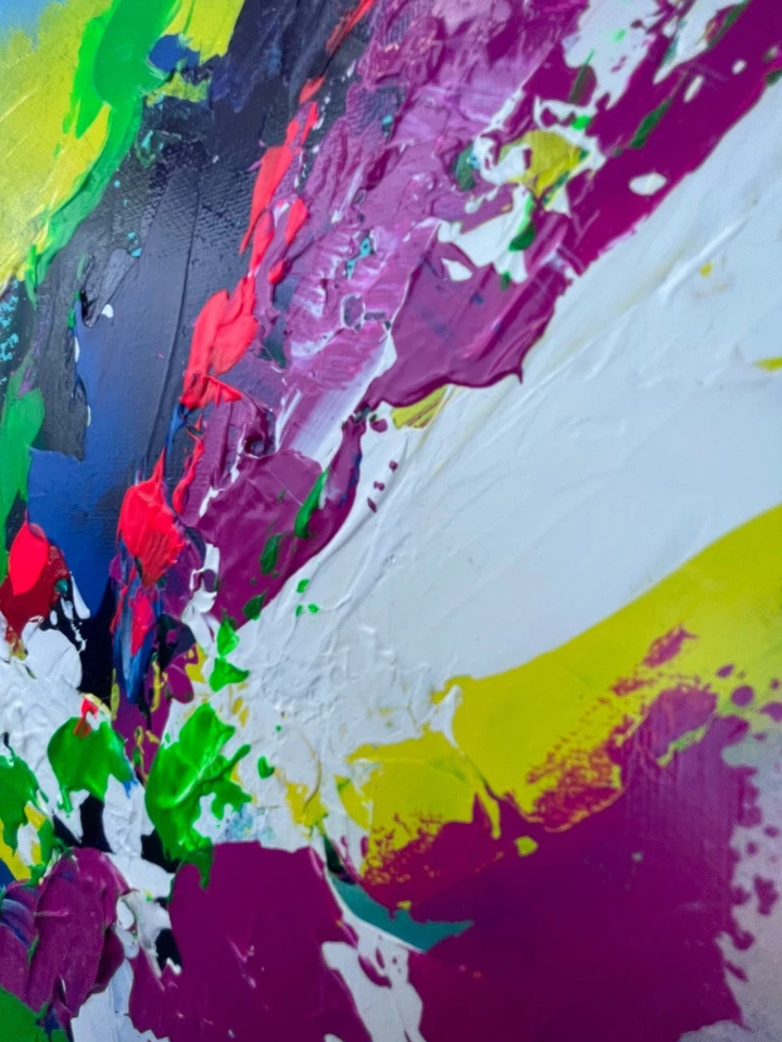 Arte Original "Película" 20x20 Lienzo Expresionismo Diseño Abstracto Arte Hogar Foto 4 de 4