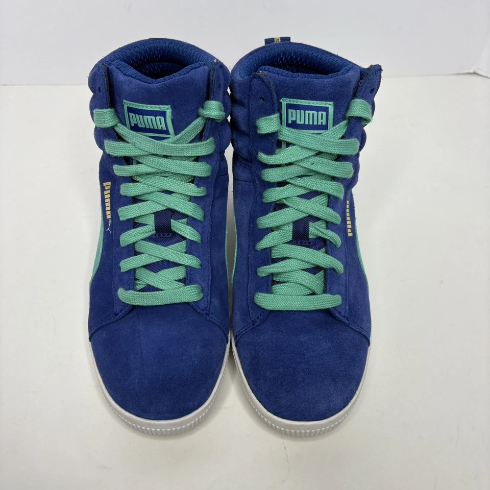 Puma Classic Wedge Womens Size 7 Blue Teal White Athletic Suede Shoes Sneakers - Image 4 of 4
