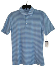Tommy Bahama Kid's Active Light Blue with Strips Collared Polo Shirt XXL 16 NWT