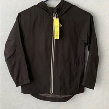 AIM Rain / Wind Lightweight Hooded Reflective Zip Front Jacket - Black - Medium