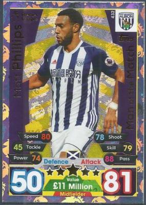 TOPPS MATCH ATTAX 2017-18-EXTRA-MOTM-#432-WEST BROMWICH ALBION-MATT PHILLIPS